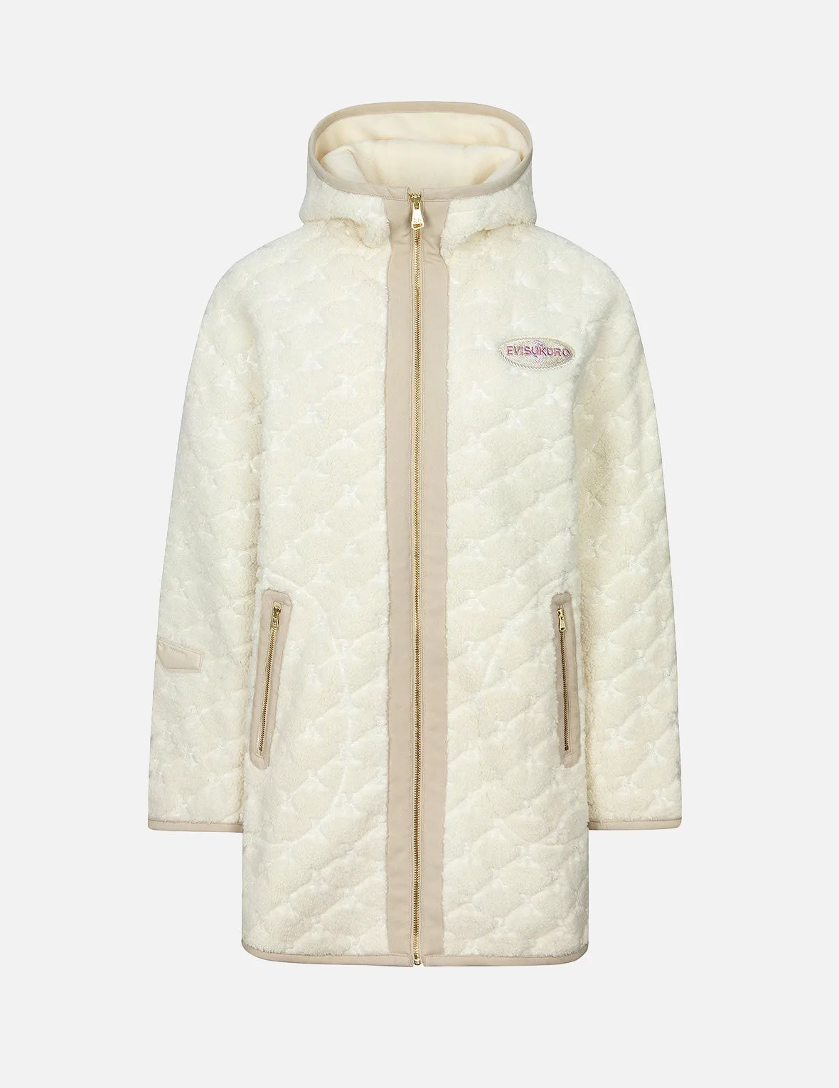 Logo Embossed Sherpa Oversized Coat