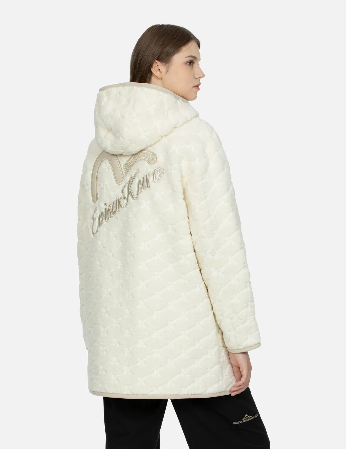 Logo Embossed Sherpa Oversized Coat