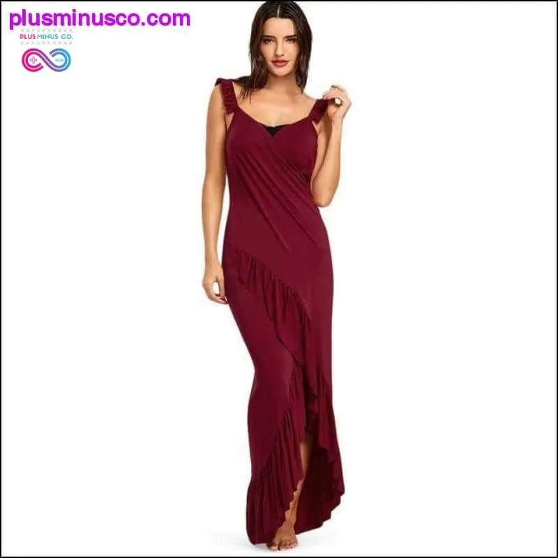 Long Flounce Wrap Cover Up Dress Summer Halter Ruffles High