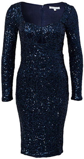 Long Sleeve Sequin Dress Navy