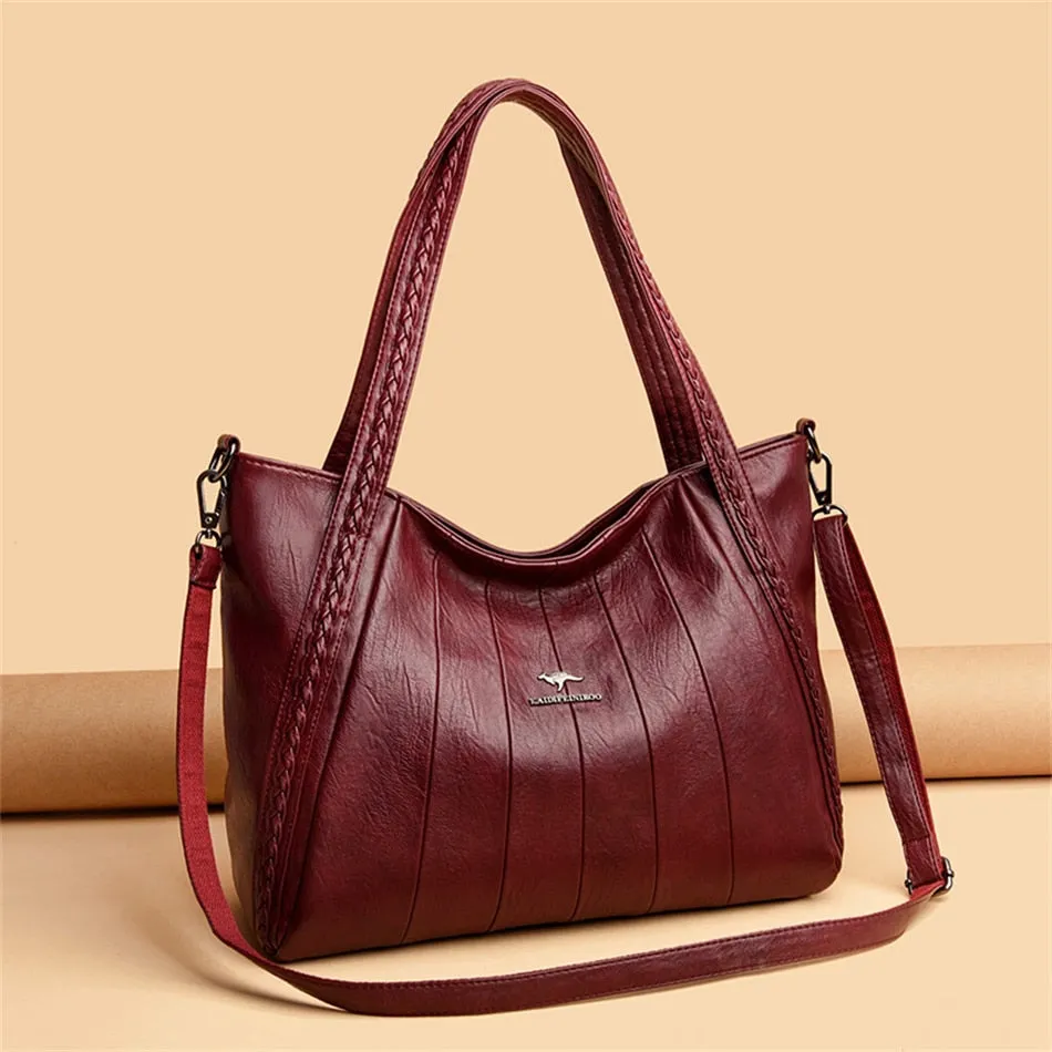 Luxury Soft Leather Shoulder Crossbody Casual Tote Handbag for Women