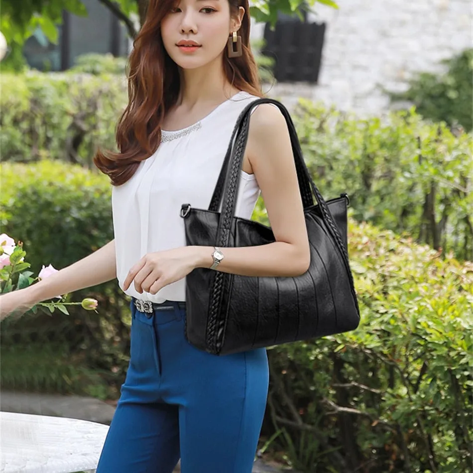 Luxury Soft Leather Shoulder Crossbody Casual Tote Handbag for Women