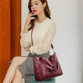 Luxury Soft Leather Shoulder Crossbody Casual Tote Handbag for Women