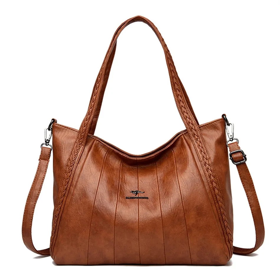 Luxury Soft Leather Shoulder Crossbody Casual Tote Handbag for Women