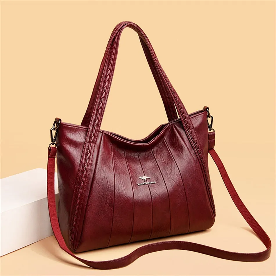 Luxury Soft Leather Shoulder Crossbody Casual Tote Handbag for Women