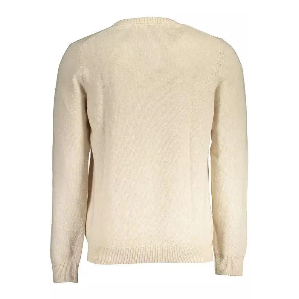 Lyle & Scott Beige Wool Blend Round Neck Sweater