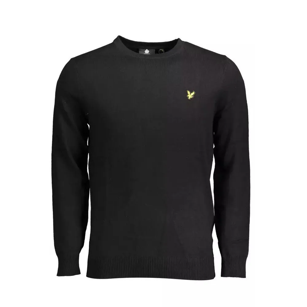 Lyle & Scott Elegant Long-Sleeved Black Cotton-Wool Blend Sweater