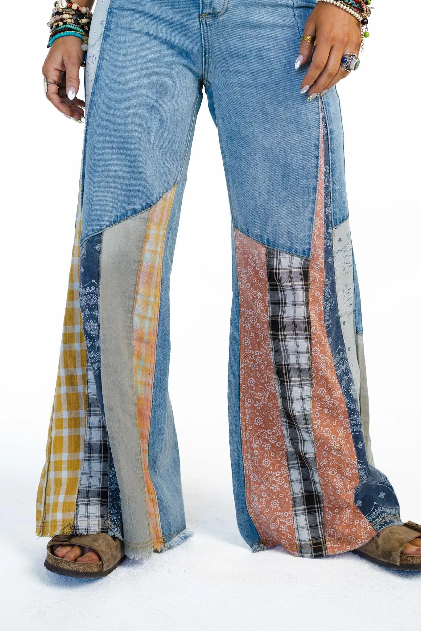 Magnolia Patchwork Jeans - Washed Denim