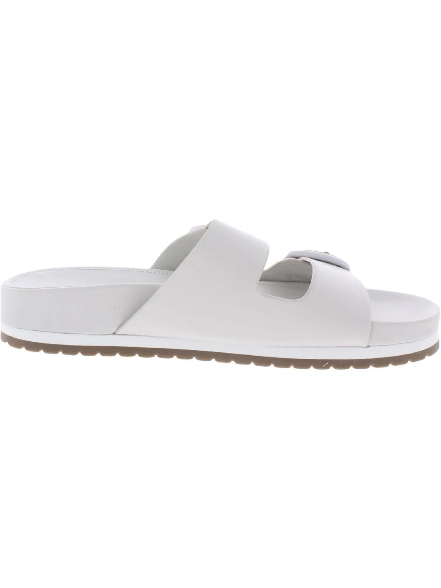 MARC FISHER Womens White Double Strap Keena Round Toe Slip On Sandals Shoes M