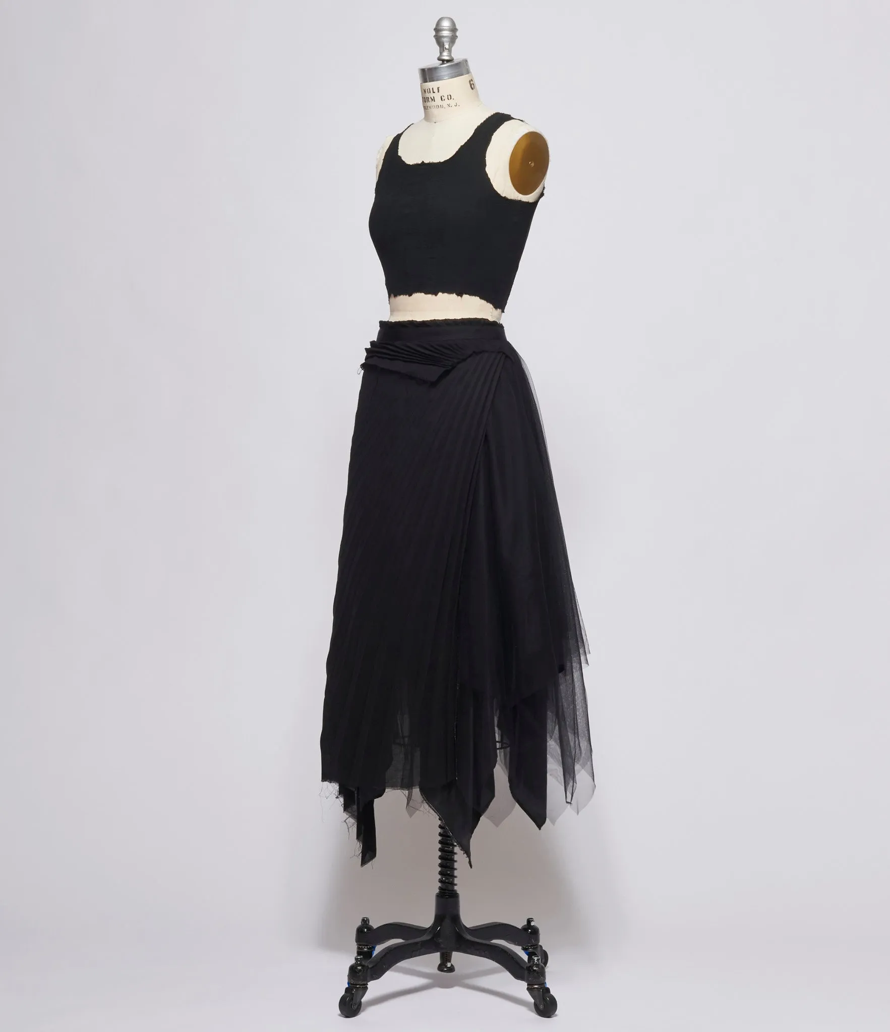 Marc Le Bihan Womens Black Tulle Skirt & Overlay Pleated Panel