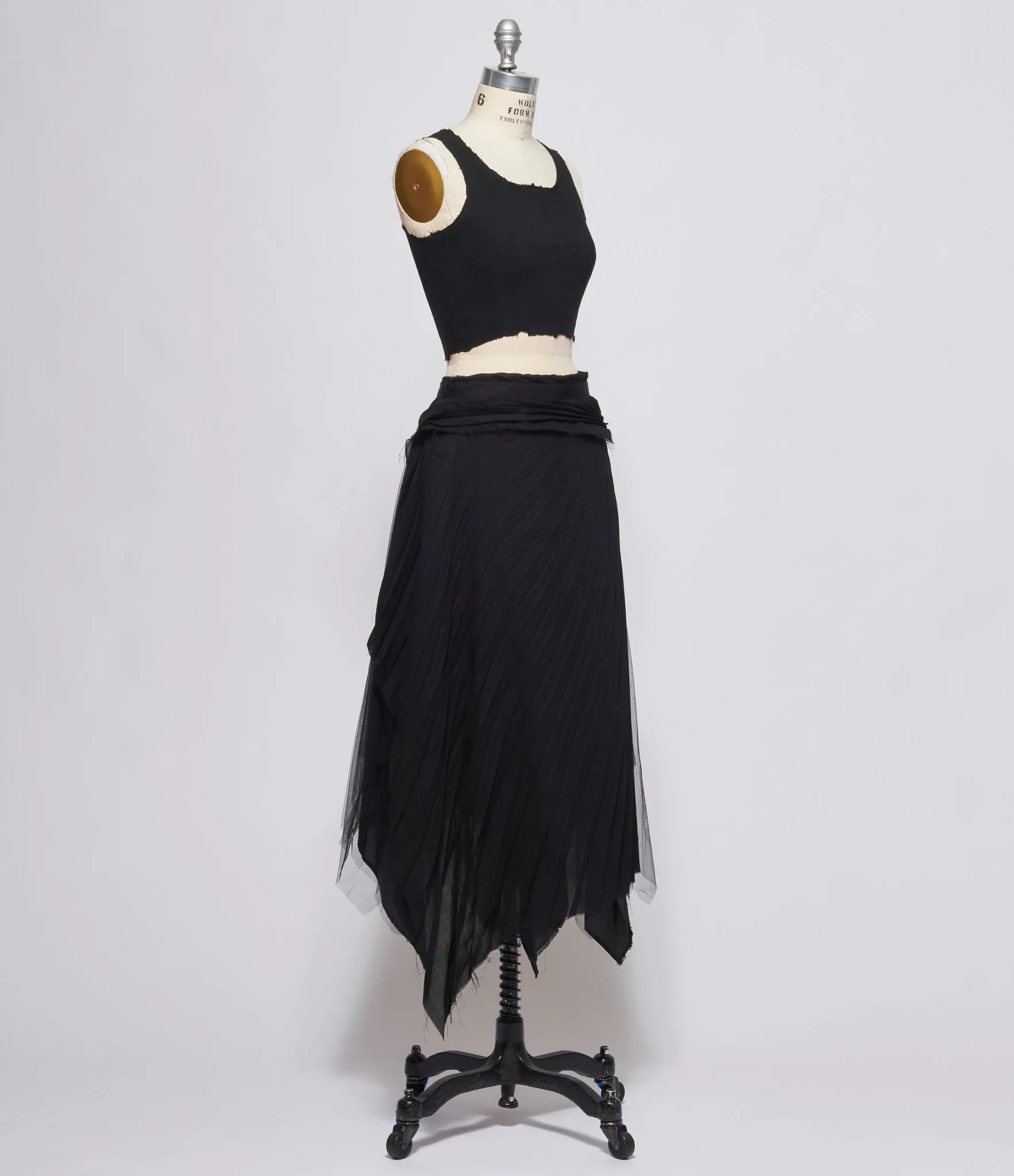 Marc Le Bihan Womens Black Tulle Skirt & Overlay Pleated Panel