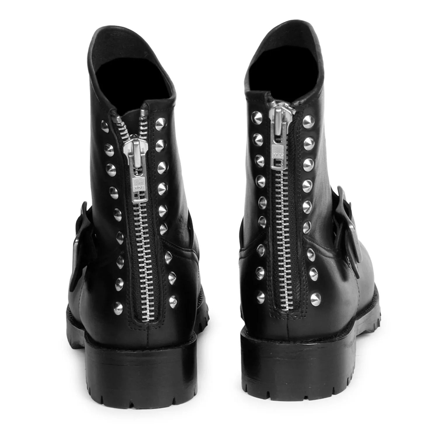 Marcella Metal Studded Black Leather Ankle Boot.