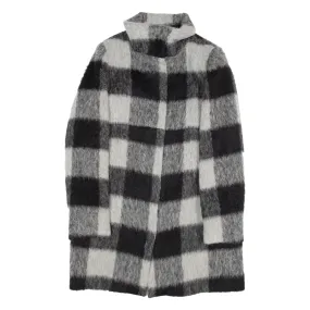 MARELLA Womens Overcoat Coat Black Wool Check UK 12