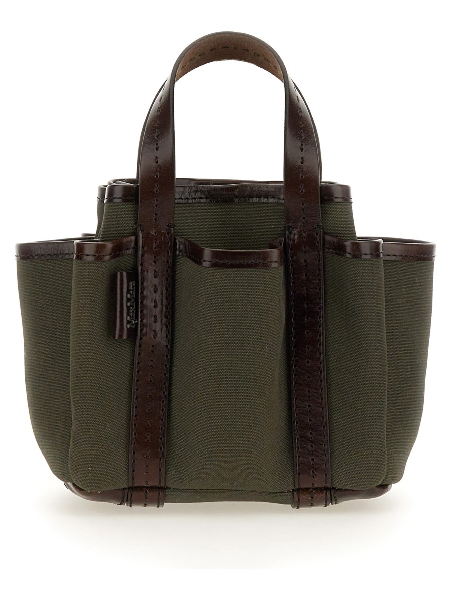 MAX MARA    CANVAS AND LEATHER MINI GIARDINIERA TOTE BAG