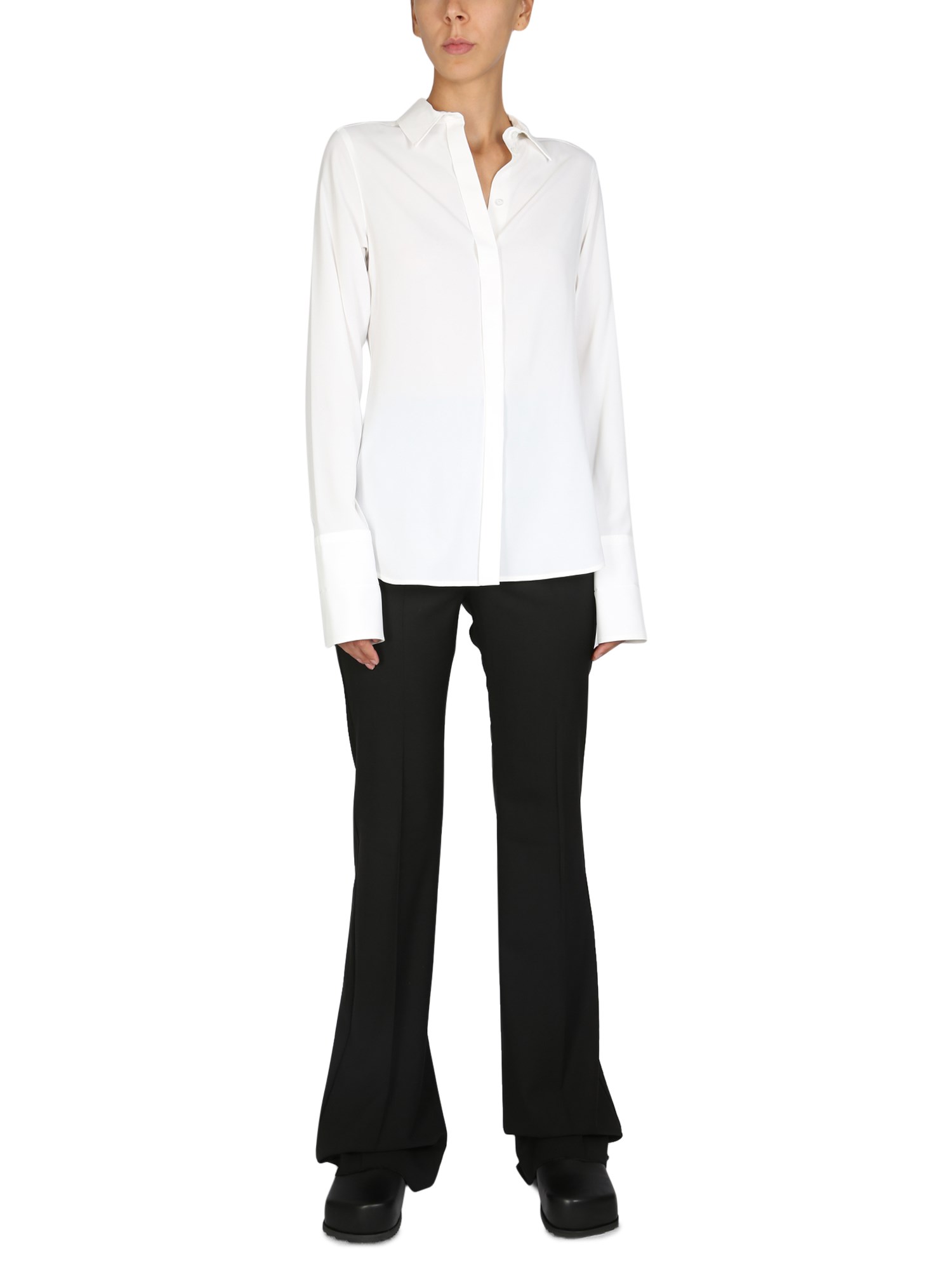 MAX MARA    STRETCH SILK BLEND CREPE DE CHINE SHIRT