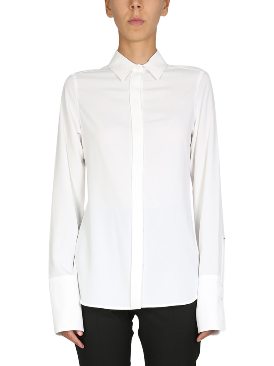 MAX MARA    STRETCH SILK BLEND CREPE DE CHINE SHIRT