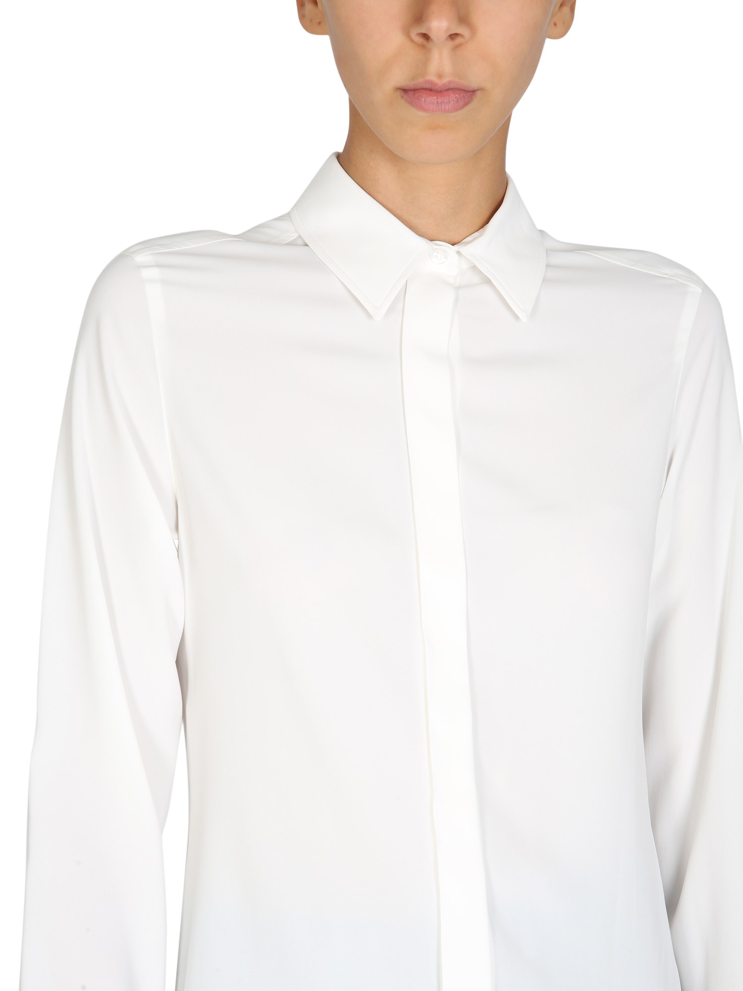 MAX MARA    STRETCH SILK BLEND CREPE DE CHINE SHIRT