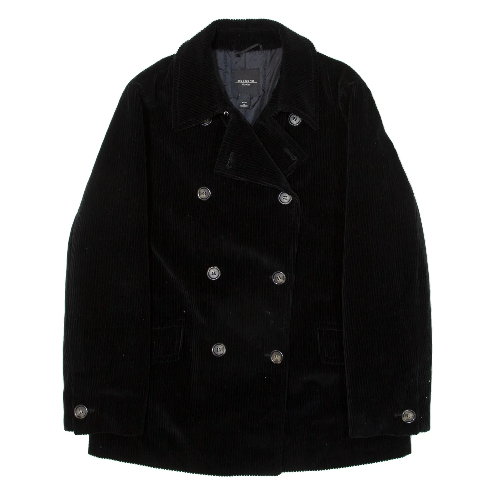 MAX MARA WEEKEND Double Breasted Womens Pea Coat Black UK 12