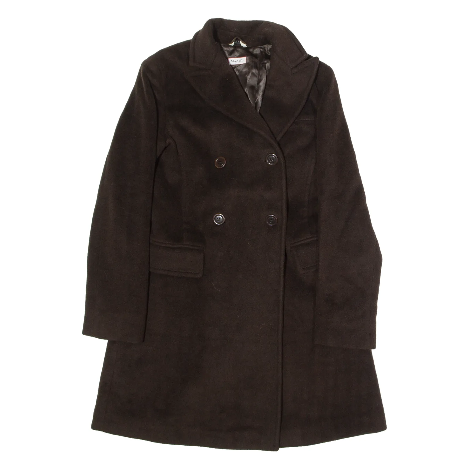 MAX&CO Womens Pea Coat Brown Wool UK 8