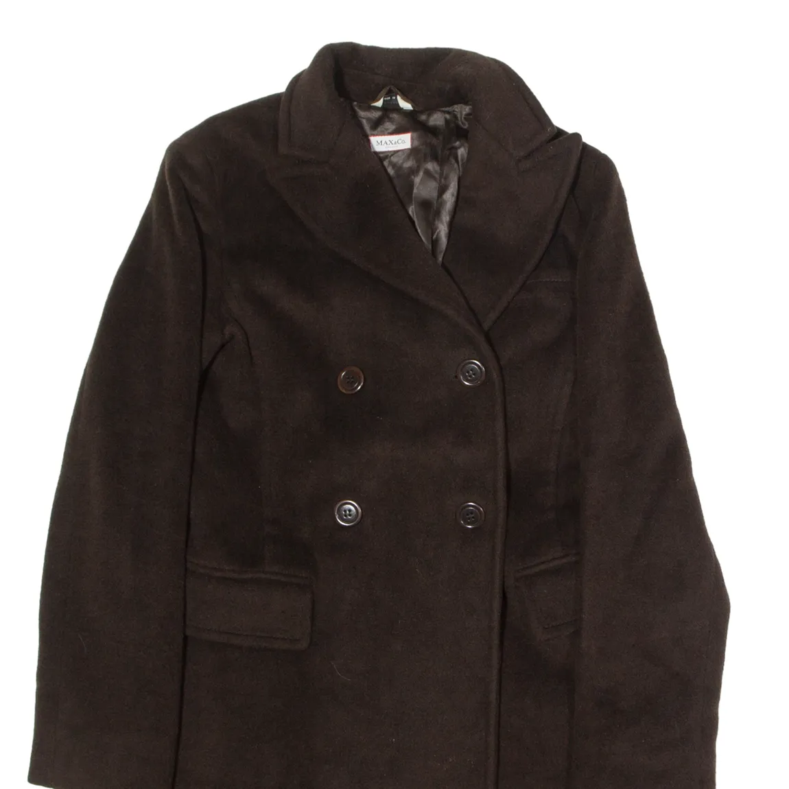 MAX&CO Womens Pea Coat Brown Wool UK 8