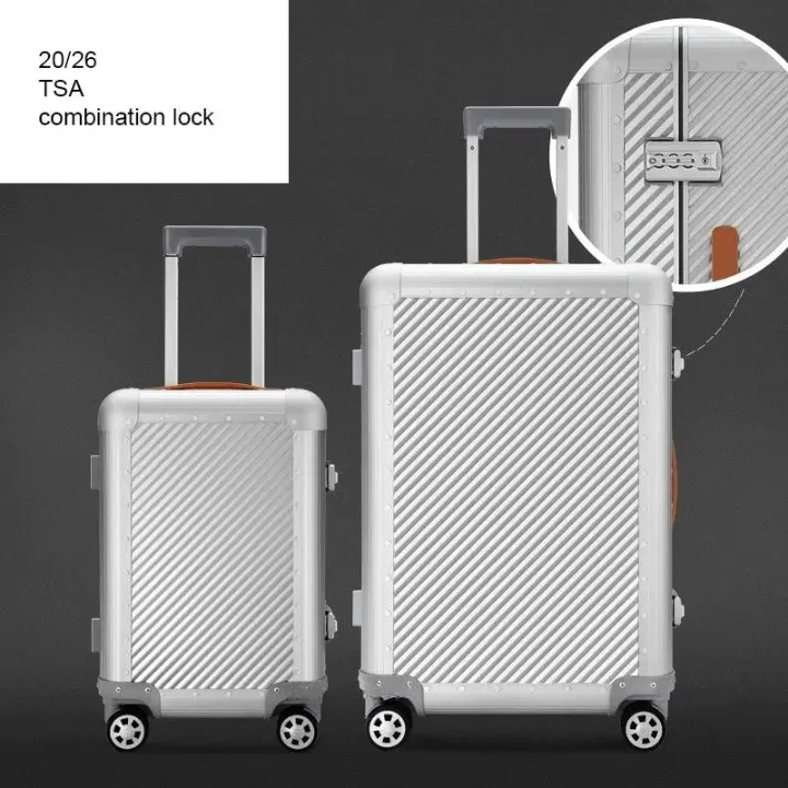 Men and Women 100% Aluminum Luggage Travel Spinner Trolley Bag