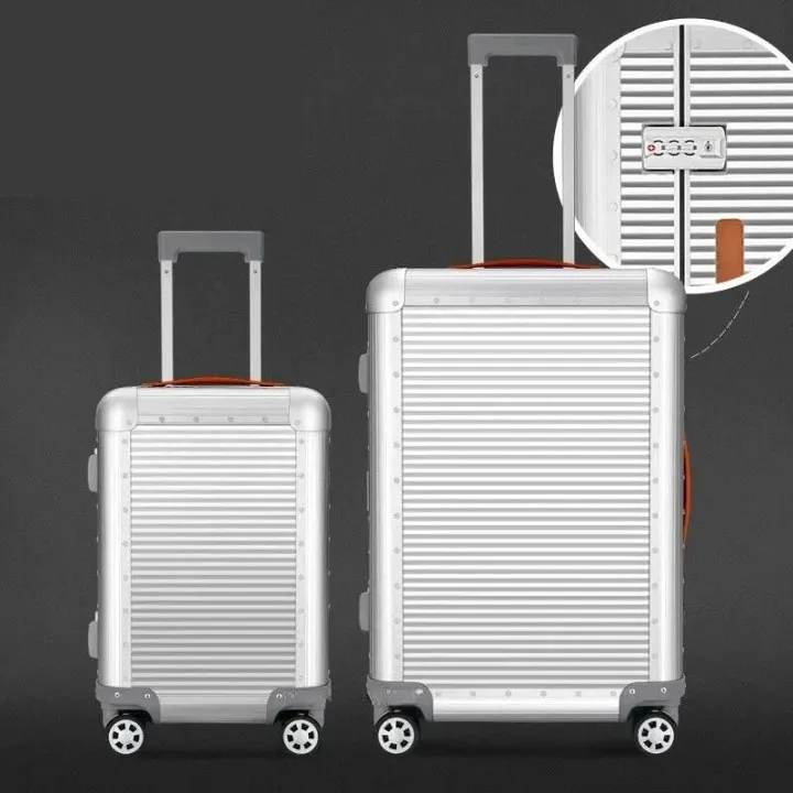 Men and Women 100% Aluminum Luggage Travel Spinner Trolley Bag