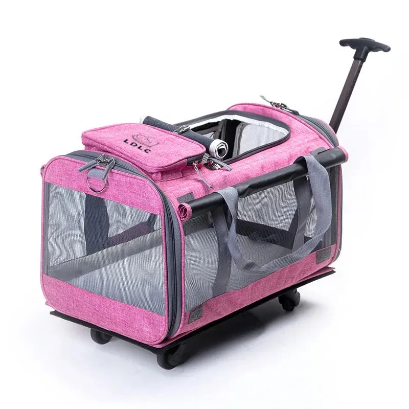 Men and Women Nylon Large Size Foldable Trolley Duffel Bag for Pets