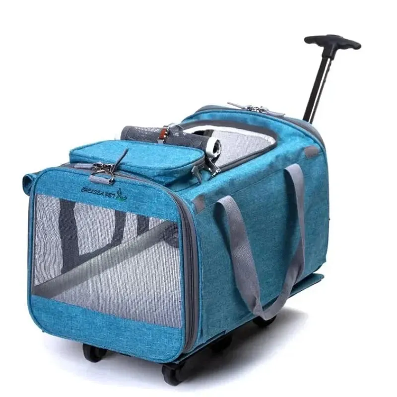 Men and Women Nylon Large Size Foldable Trolley Duffel Bag for Pets