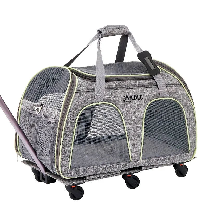 Men and Women Nylon Large Size Foldable Trolley Duffel Bag for Pets