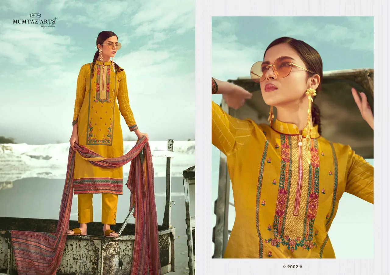 Mumtaz Arts Sajda Pure Jam Satin Digital Printed Embroidery Work Suit