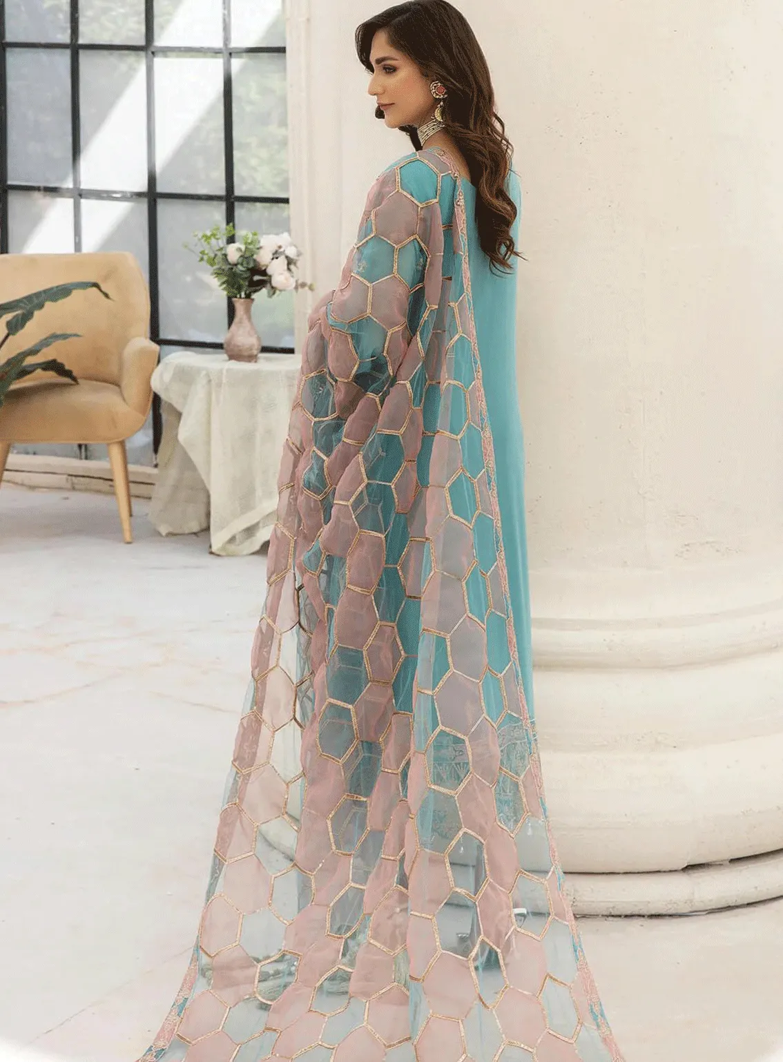 Naqsh Majestic By Imrozia Embroidered Chiffon Unstitched 3 Piece Suit - IM23NMC M-56 MAISIE