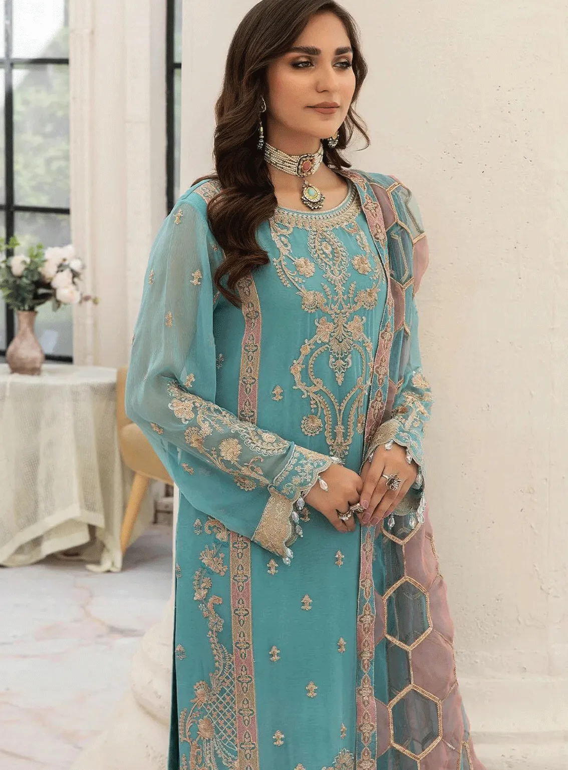 Naqsh Majestic By Imrozia Embroidered Chiffon Unstitched 3 Piece Suit - IM23NMC M-56 MAISIE