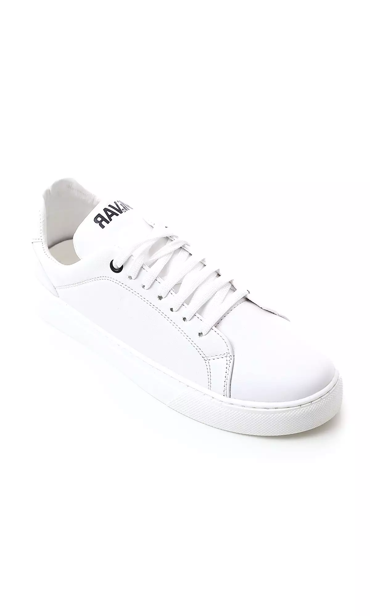 O175056 Shiny Textured Leather White Casual Shoes