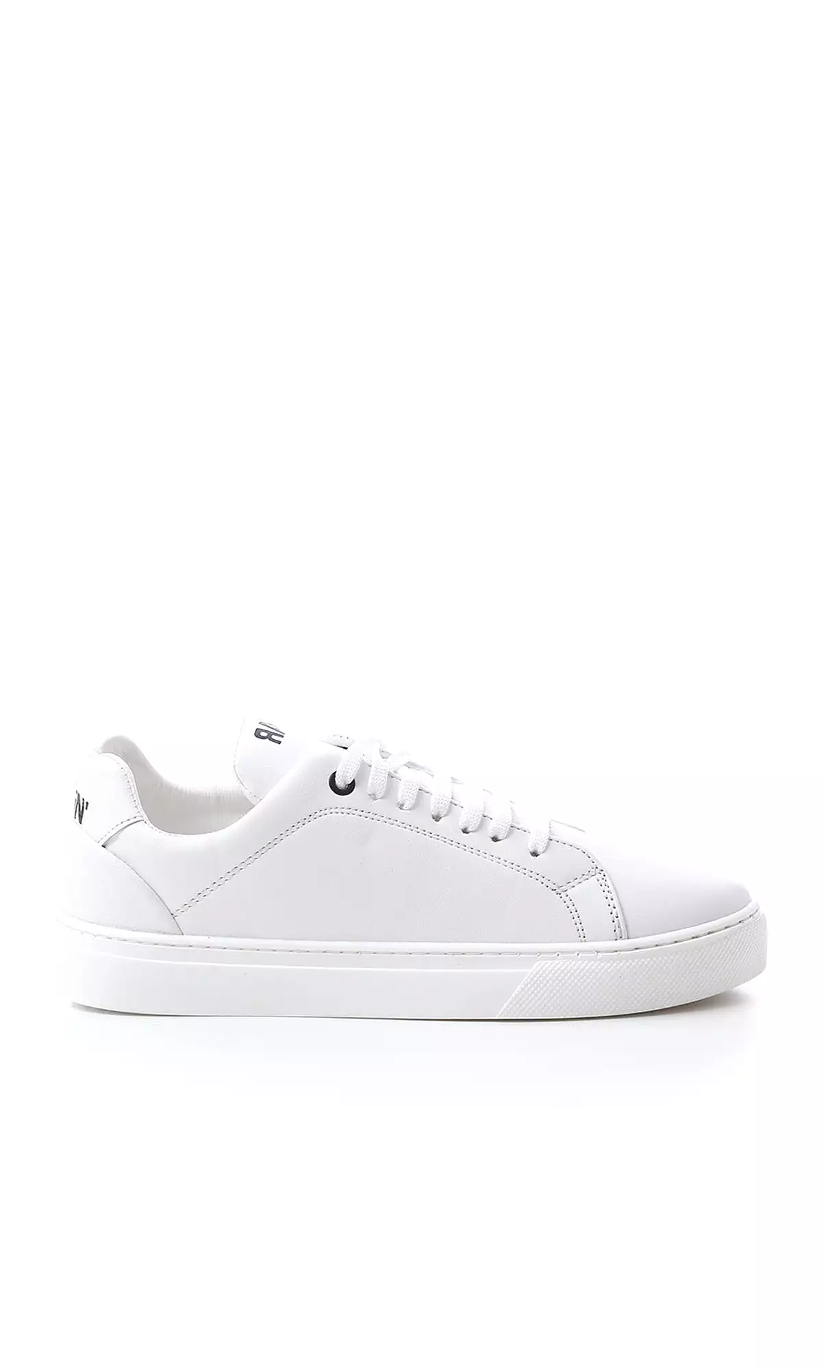 O175056 Shiny Textured Leather White Casual Shoes