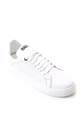 O175056 Shiny Textured Leather White Casual Shoes