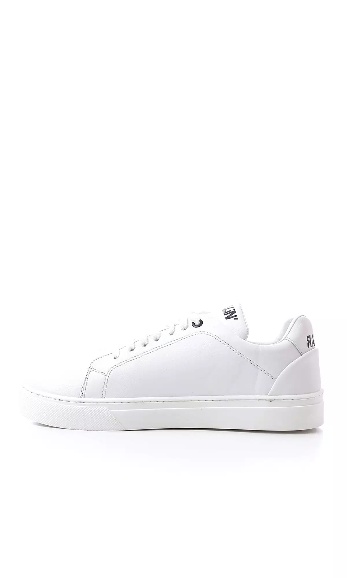 O175056 Shiny Textured Leather White Casual Shoes