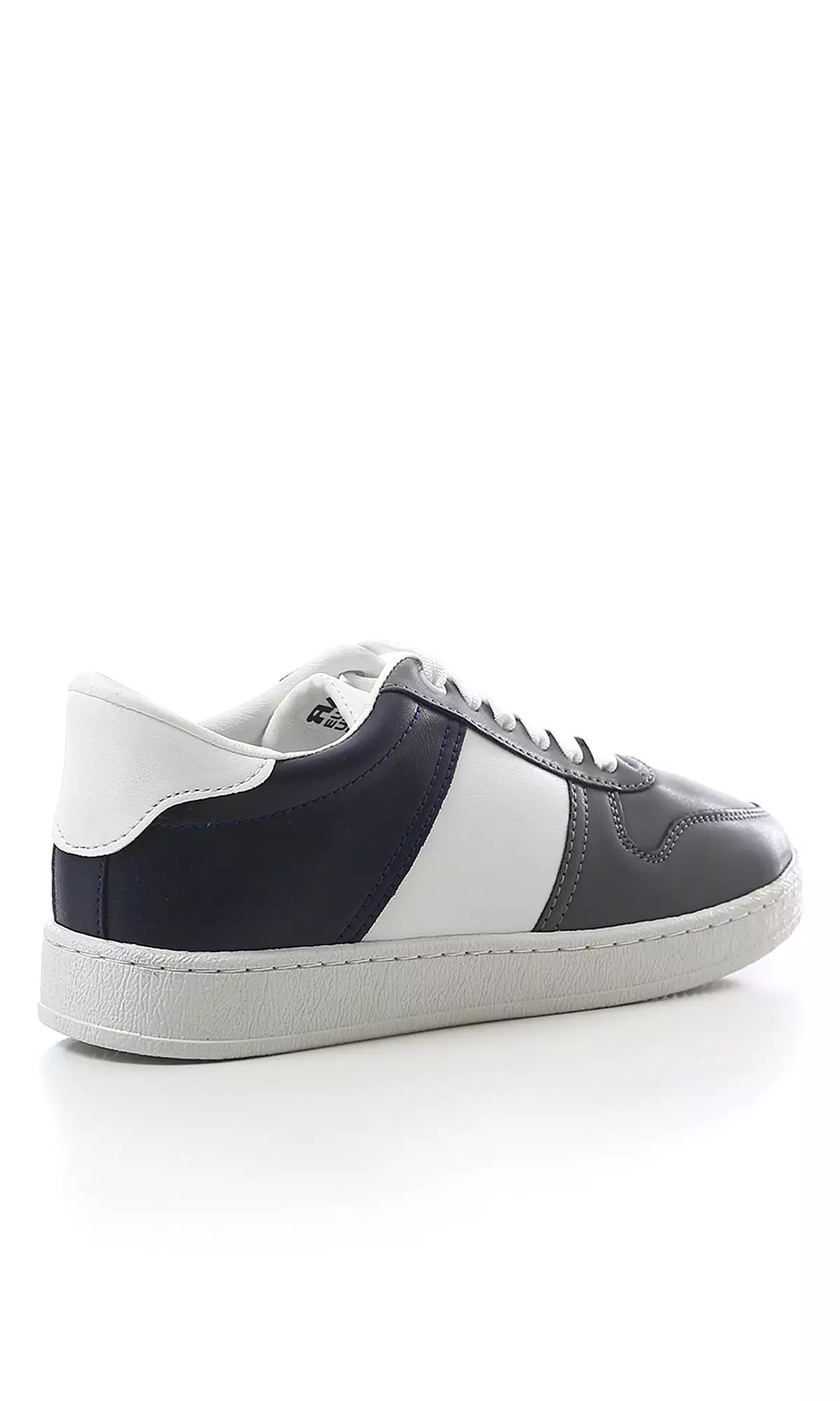 O179078 Tri-Tone Round Toecap Casual Shoes - Dark Grey, White & Navy Blue