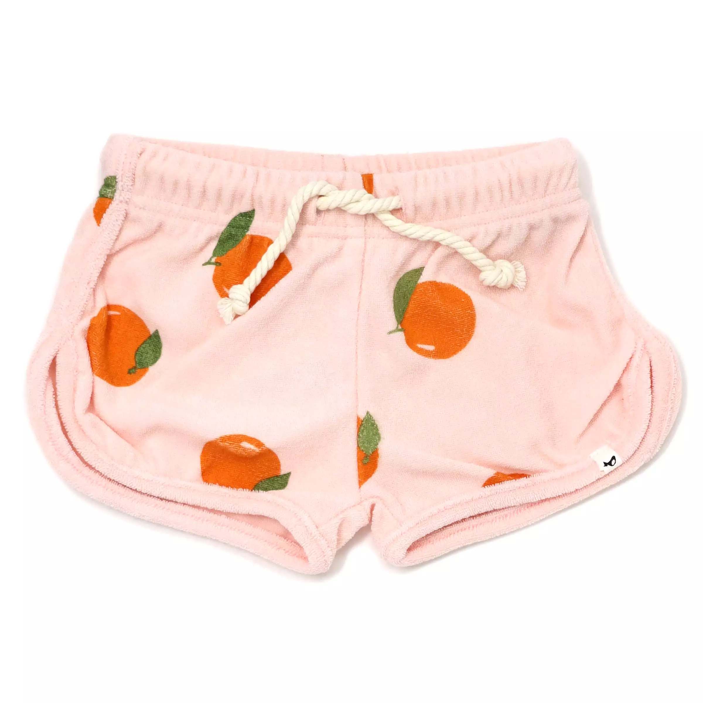 oh baby! Cotton Terry Drawstring Track Shorts - Oranges Print - Pale Pink