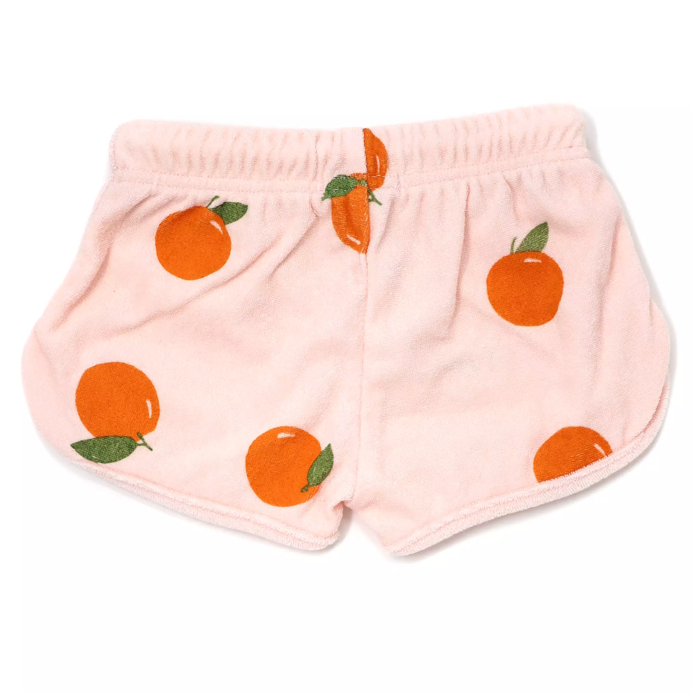 oh baby! Cotton Terry Drawstring Track Shorts - Oranges Print - Pale Pink