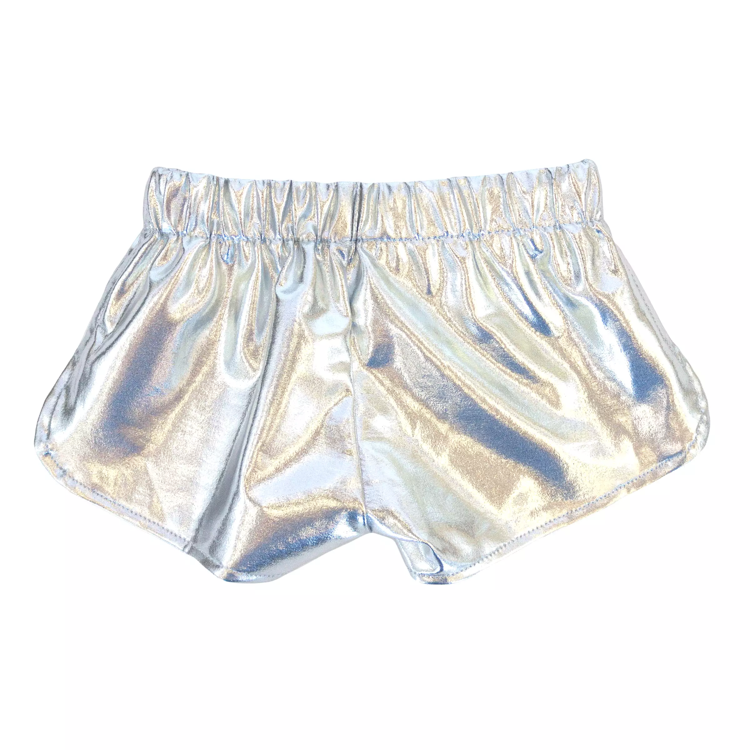 oh baby! Drawstring Shorter Metallic Track Shorts - Silver