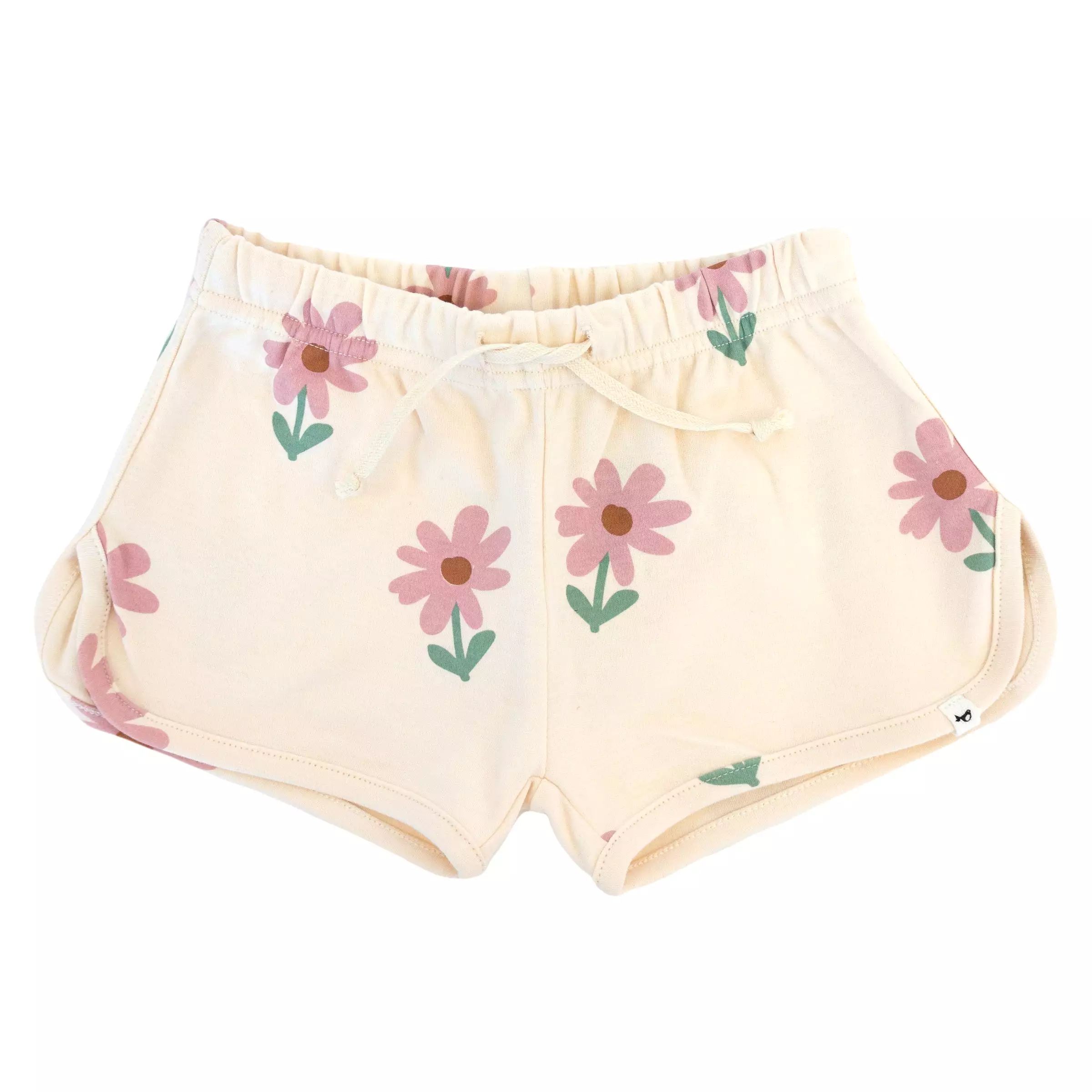 oh baby! Drawstring Shorter Track Shorts - Picking Daisies Print - Cashew