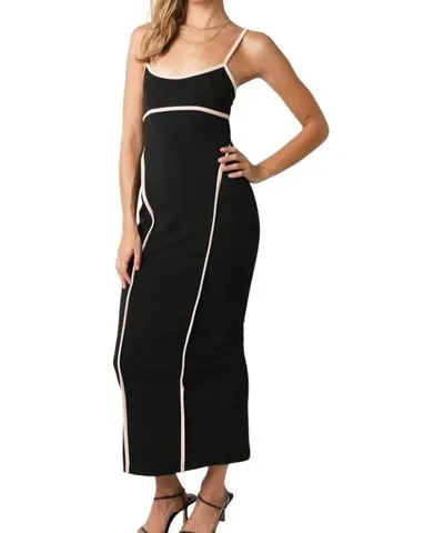 Olivaceous Contrast Trim Maxi Dress