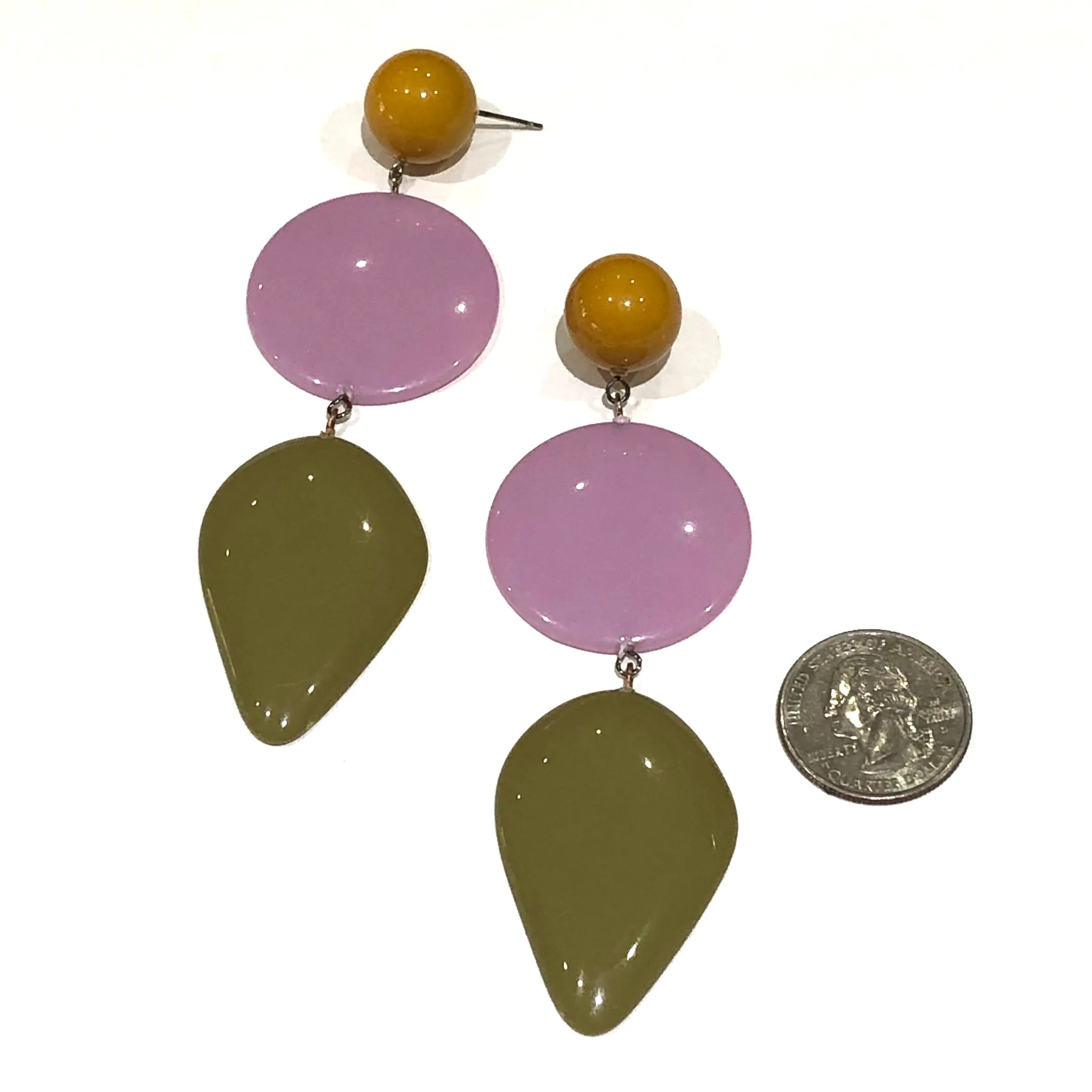 Olive & Lilac Avocado Triple Drop Statement Earrings