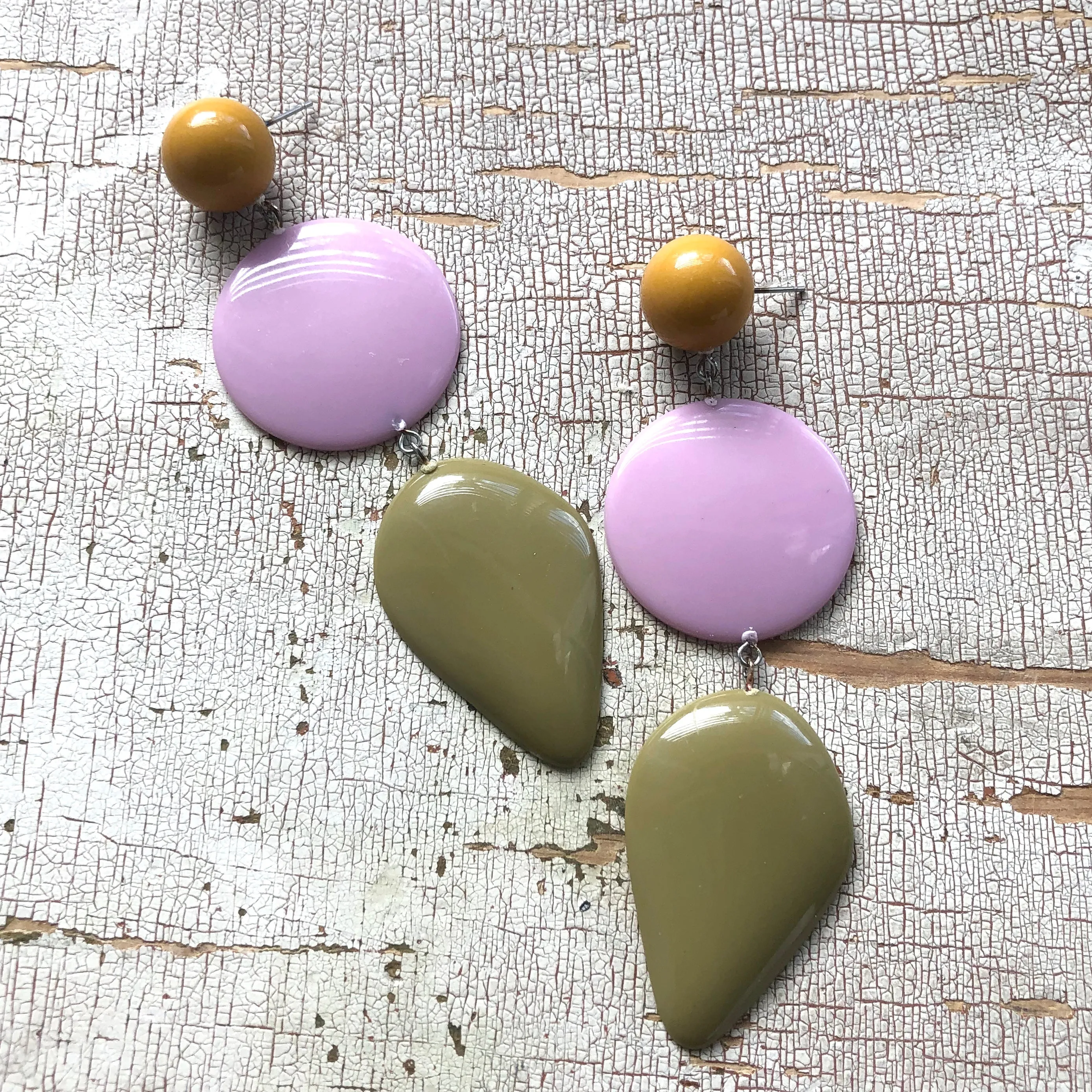 Olive & Lilac Avocado Triple Drop Statement Earrings