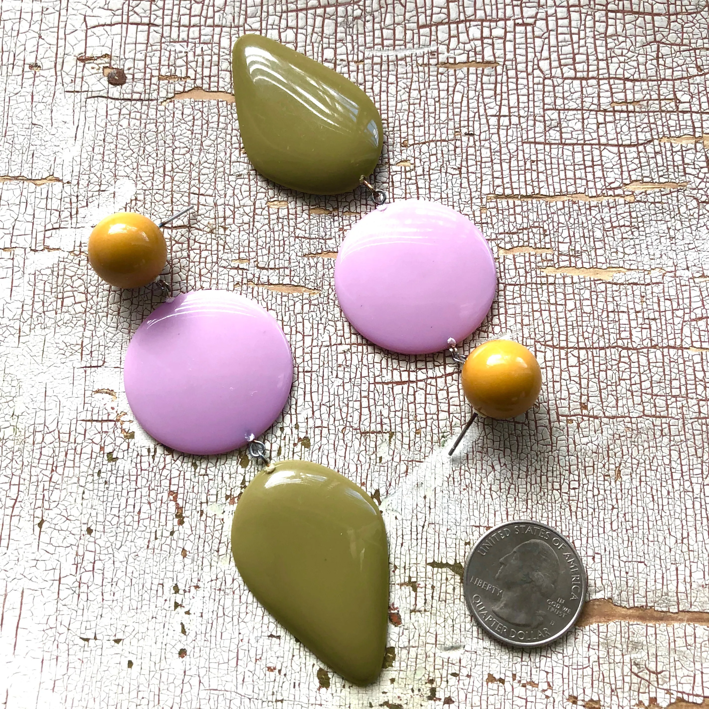 Olive & Lilac Avocado Triple Drop Statement Earrings