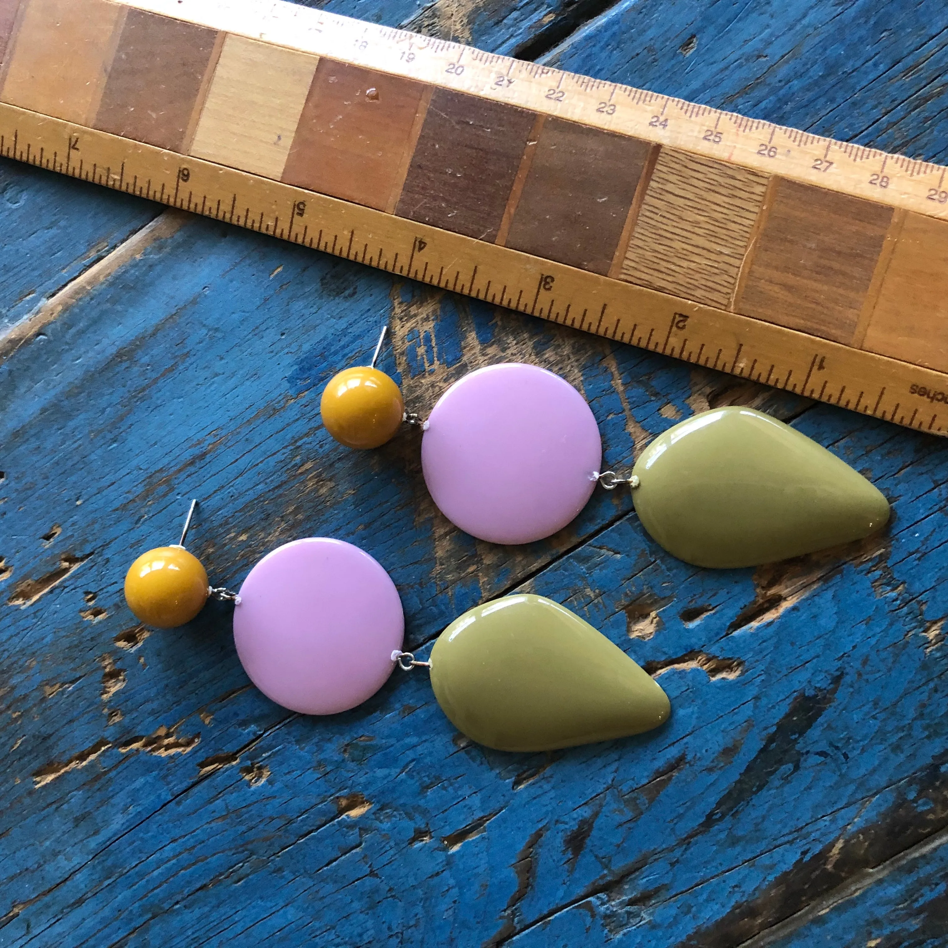 Olive & Lilac Avocado Triple Drop Statement Earrings