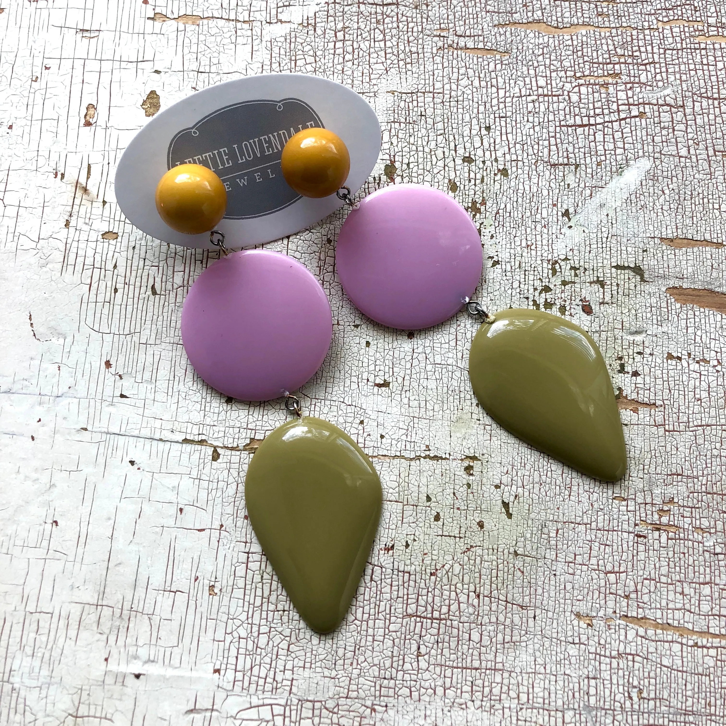 Olive & Lilac Avocado Triple Drop Statement Earrings