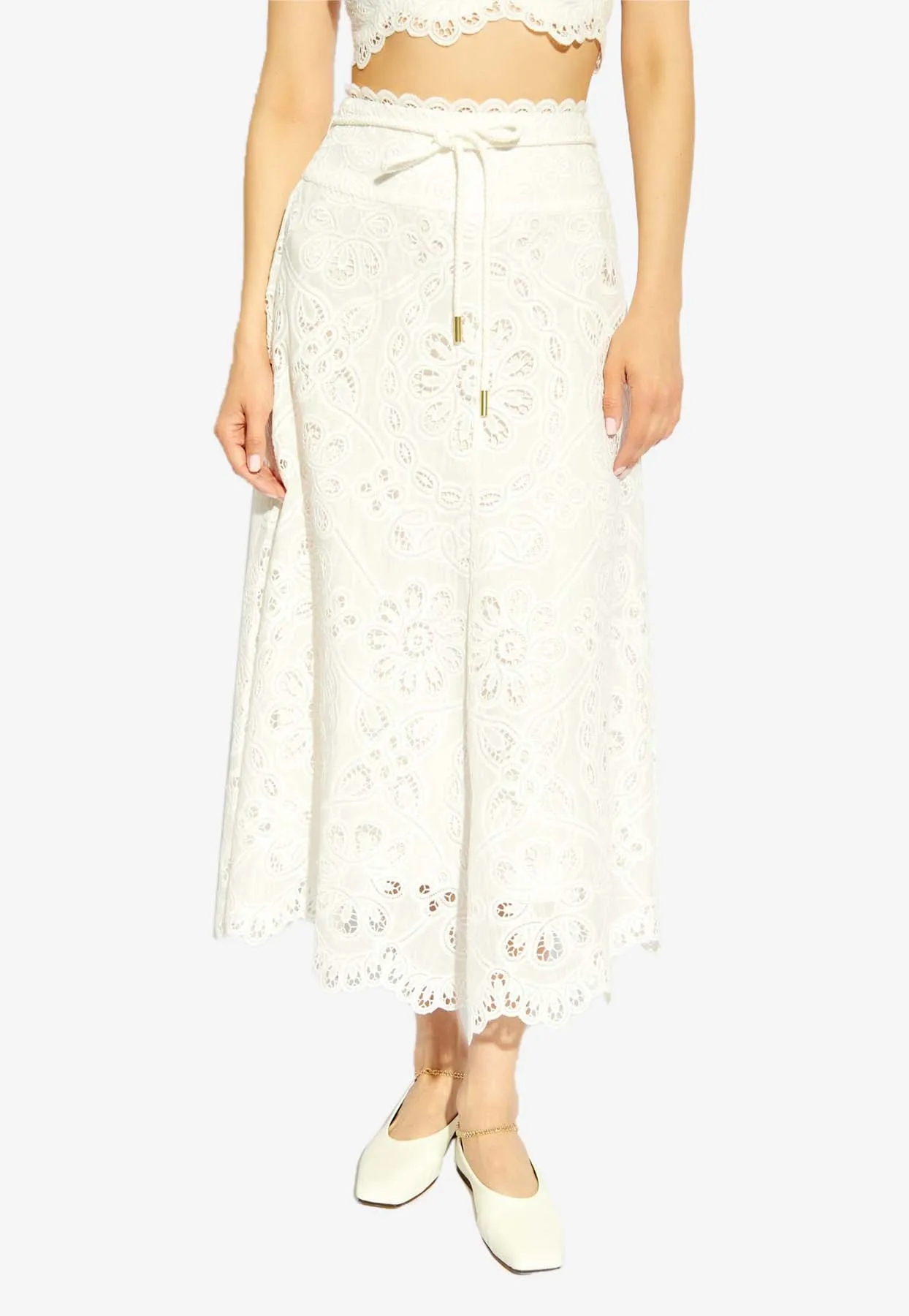 Ottie Flared Lace Midi Skirt