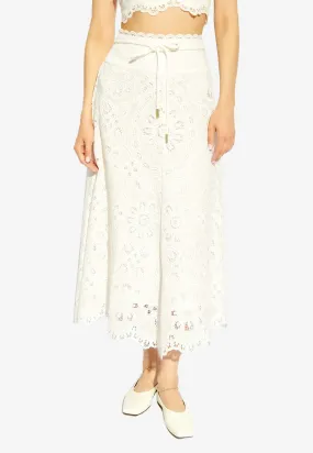 Ottie Flared Lace Midi Skirt