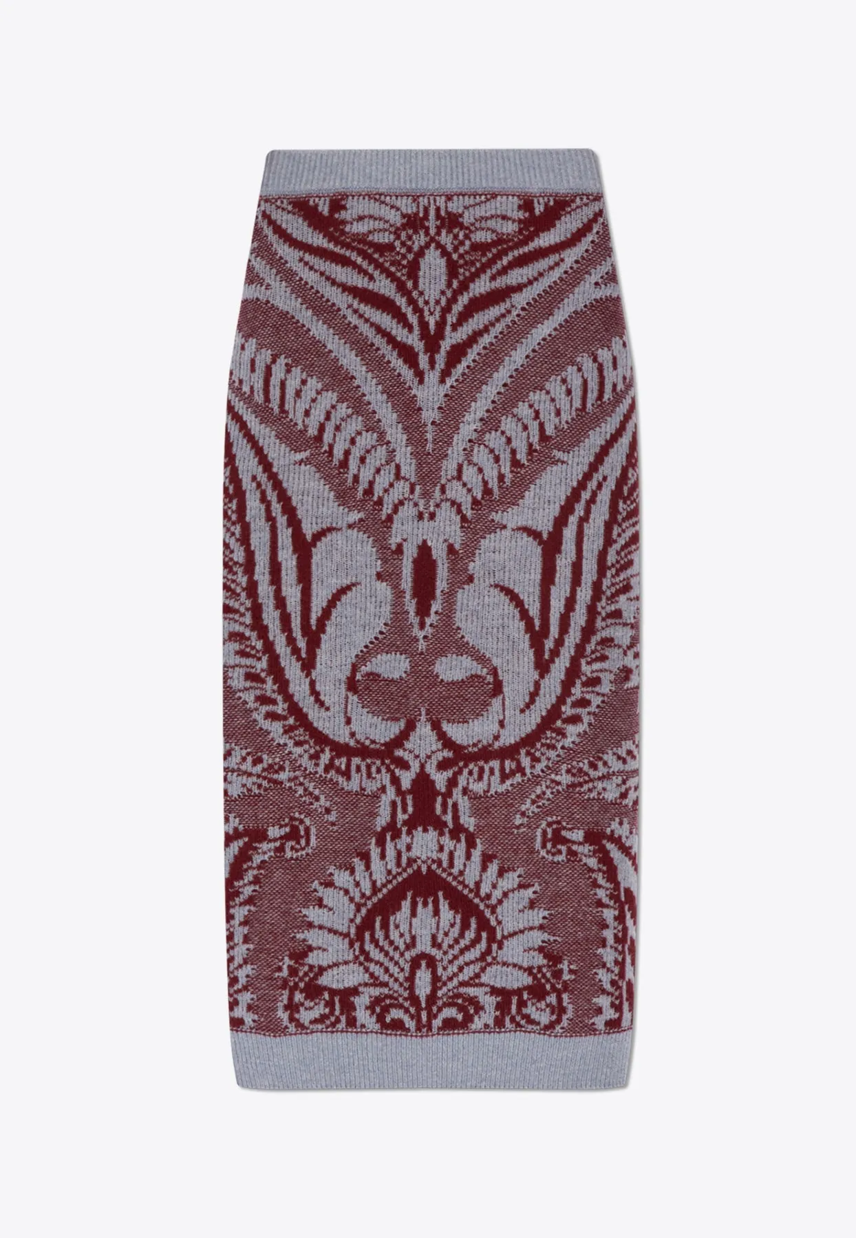 Paisley Wool Midi Skirt